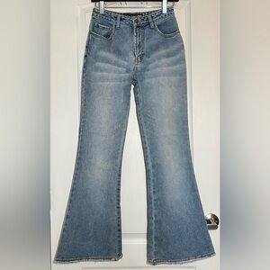Rare Vintage Big Stroke Distressed Flare Jeans Sz 27 Y2K 90s Grunge Bell Bottoms